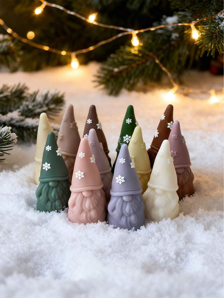 Molde de vela con diseño de copo de nieve y gnomo, molde de silicona resistente al calor para Navidad, flexible y fácil de limpiar, apto para velas aromáticas DIY, piedras de aroma, moldeado de resina y talla grande, multiusos para decoración navideña, meditación y ambiente del hogar, decoración del hogar, decoraciones navideñas, decoración de habitaciones, regalos de Navidad