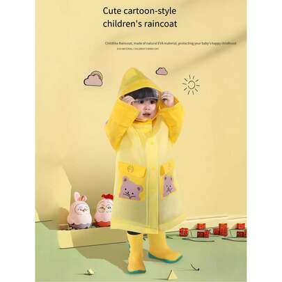 儿童雨衣，男孩、女孩、幼儿园/学校使用，全身连体，卡通印花幼儿雨衣