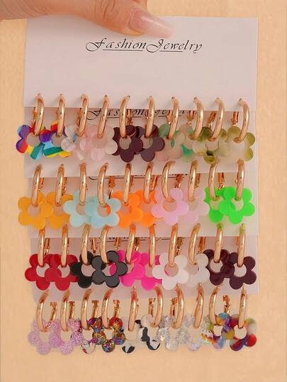 Conjunto de brincos de argola de acrílico com 2/10/20/40 peças, estilo boêmio, adequados para Natal, feriados e uso diário