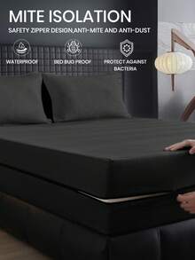 1 Stück spritzwassergeschützter 6-seitiger reißverschlossener Matratzenschutz, passend für 9-12 Zoll tiefe Matratzen, Einzelbett, Doppelbett, Kingsize, Queensize, atmungsaktiv & geräuschlos, Bettüberwurf, Spannbettlaken, waschbare Matratzenhülle, geringe Allergiegefahr, hochwertige reißverschlossene Matratzenbezug, ideales Zuhause-Geschenk, perfektes Geschenk für Feiertage