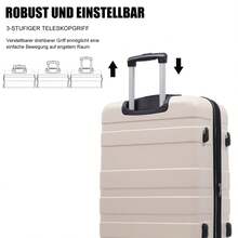 Flieks Trolley Set Suitcase Set (M, L, XL With Toiletry Bag), Rolling Suitcase Set 4 Wheels, (Set, 5 Pcs., Hard Shell Trolley Set), Luggage Set With School Bag, Cosmetic Bag Set Travel Suitcase