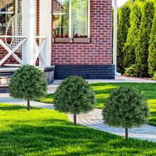 2PCS 28'' Artificial Boxwood Topiary Ball Tree Set W/Ground Spike Sun-Protective - Green - View 2