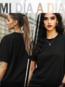T-shirt para abuelas modernas Bendecida diseño con frases inspiradoras estilo casual cómodo ideal regalos originales - Negro - Ver 3