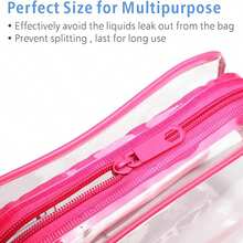 12/6 حقيبة شاطئ صيفية مجموعة أكياس مستحضرات التجميل الشفافة من البي في سي مع سحاب ومقبض، حقيبة سفر محمولة، حقيبة منظمة للرحلات والعطلات، ضروريات السفر، اكسسوارات السفر، حقيبة مستحضرات تجميل مقاومة للماء للسفر للحمام، سعة كبيرة للرجال والنساء