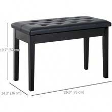 Pia Bench, Duet Pia Chair With Faux Leather Padded Cushion And Wooden Frame, Button Tufted  Bench, Brown