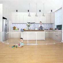 COMOMY Puerta de bebé de 198 pulgadas extra ancha puerta de perro para mascotas para casa escaleras puertas chimenea ajustable 3 en 1 patio de juego puerta de seguridad para niños cierre automático montaje en hardware 30 pulgadas de alto blanco - Blanco - Ver 1