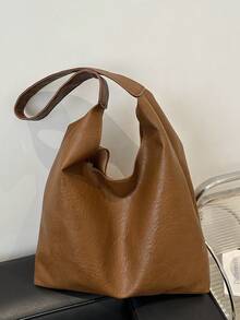 Conjunto de 2 piezas Bolso de gran capacidad casual y retro para mujeres, nueva moda 2026 Bolso versátil y elegante de hombro y tipo cubo - Marrón - Ver 11