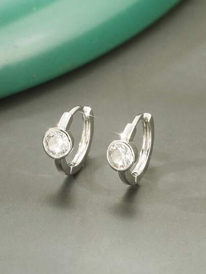 1 Pair Minimalist Copper Geometric Round Hoop Earrings, Versatile & Elegant Gift For Women