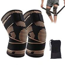 Rodilleras Gym con Fibra de Cobre 2 Piezas, Rodillera Deportiva Ajustable y Ortopdica para Hombres y Mujeres, Soporte para Menisco, Rodilleras Basquetbol, Correr y LevantamientoXXL - Negro con acabado cobrizo + XXL - Ver 2