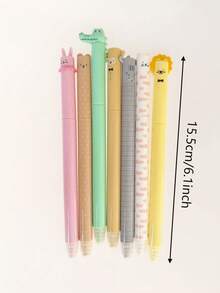 2/5/7pcs Animal Erasable Gel Pens, Multiple Different Animal Expression Retractable Neutral Pens, Student-Specific Quick-Dry, Back To School - Multicolor - View 5