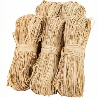 Natural Raffia Ribbon - 3PCS Raffia Straw For Florist Bouquets Decoration Twine Crafts Ribbon For Wrapping Christmas Birthday Halloween Easter Anniversary Florist Supplies