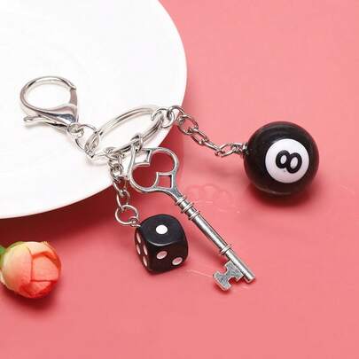 Colorful Dice Pendant Keychain, Handmade DIY Hanging Decor, Retro Style Keychain, Suitable For Gifts, Bags, Keys, Car Accessories Christmas