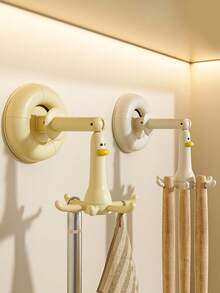 1 قطعة خطاف دوار بكوب شفط للمطبخ - رف تعليق أدوات الطبخ والمقالي والملاعق