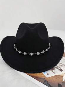 1pc Rhinestone Clover Hat Chain, Versatile Detachable Decoration Suitable For Various Hats, Holiday Gift & Daily Hat Accessory To Make Your Hat More Beautiful