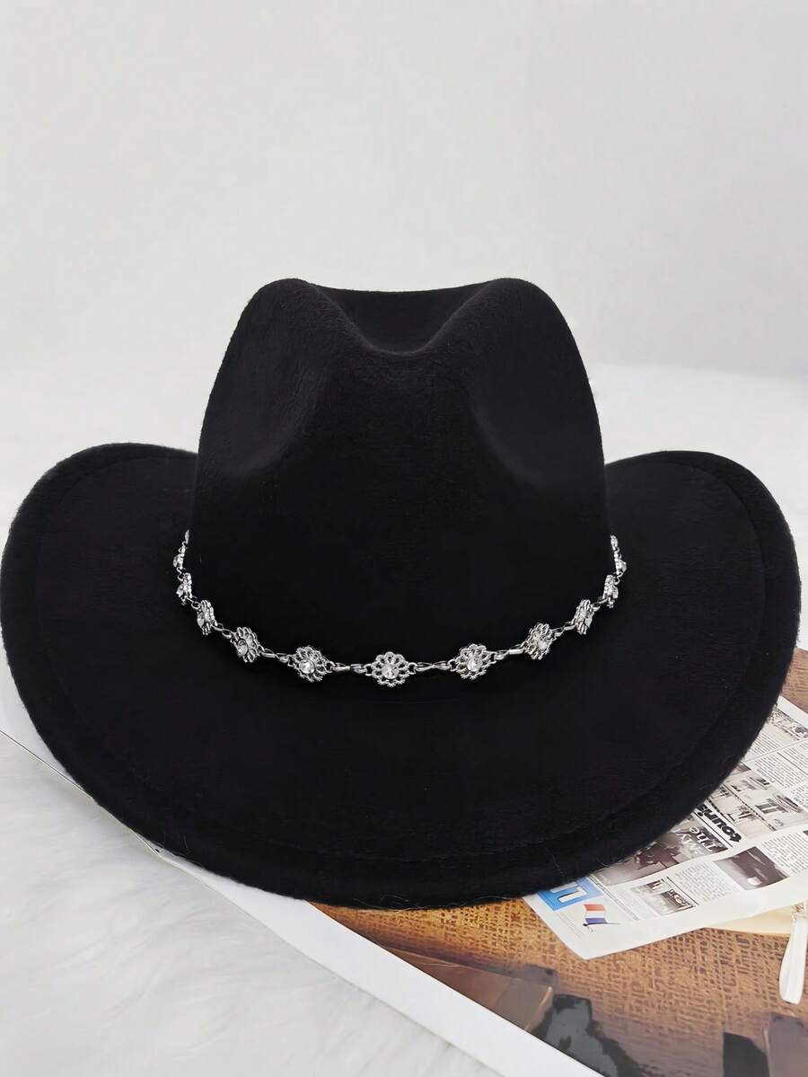 1pc Rhinestone Clover Hat Chain, Versatile Detachable Decoration Suitable For Various Hats, Holiday Gift & Daily Hat Accessory To Make Your Hat More Beautiful