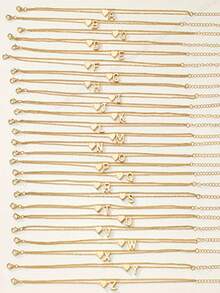 Chic Double-Layered Heart & Letter Anklet - Minimalist Alloy Design, No Plating, Suitable For Daily Wear, All Seasons, Simple Style