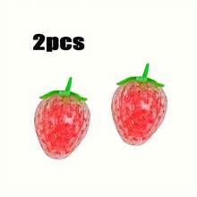 2pcs Realistic Strawberry Squeeze Toys - TPR Material, Halloween Party Favors Or Gifts Friends And Family, Novelty Stress Relief Toys|Playful Design|Durable Squeeze Toy