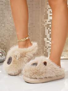 Pantoufles glissantes mignonnes et de dessin animé pour femmes, légères et confortables, chaudes avec bout fermé. Pantoufles d'intérieur adaptées pour la maison, le salon, le dortoir en automne/hiver