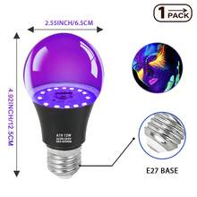 Kasotile 独家万圣节单包装 12W LED 黑光灯泡，A19 灯头，E26/E27 中号灯座，AC85-265V，UVA 波长 395-400nm，是黑光派对、人体彩绘、荧光海报营造特定氛围的理想之选。 - 紫色 - 查看 11