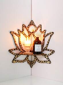 1pc Creative Minimalist Wall Mount Display Rack (Nails Not Included), Black Minimalist Butterfly & Lotus Shaped Wall Decor Hanging Piece, DIY Assemble Wooden Small Storage Rack, Suitable For Wall Decor Corner, Living Room Display, Holiday Decoration - Black - View 8