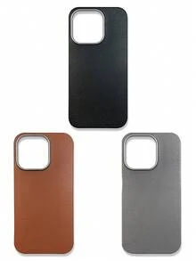 3-Pack Luxury Leather-Feel Phone Cases, Compatible With IPhone 13, 14, 15, 16 Pro Max, Galaxy, Black, Grey, Brown - Multicolor - View 26