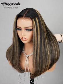 MEGALOOK Tóc giả Ombre cao cấp 6x5, độ dày 200%, tóc thẳng mượt, đường chân tóc đã được tỉa sẵn, cắt sẵn, không cần keo, dễ sử dụng, phù hợp cho nữ giới sử dụng hàng ngày, thích hợp cho môi trường công sở. - Nổi bật & Piano - Xem 4