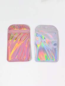 100 个时尚全息光泽可重复密封 PE 塑料袋，可重复使用防尘袋，适用于珠宝、耳环、项链、派对包装