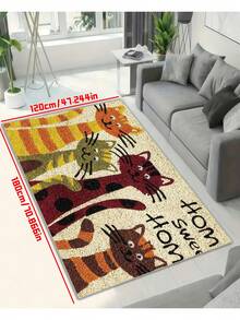 Covoraș de intrare lavabil, design Cat's Sweet Home, rezistent la murdărie, ușor, lavabil, covoraș din poliester cu suport din cauciuc antiderapant, covor de interior, lavabil la mașină, potrivit pentru intrare, cameră, grădină, decor pentru casă