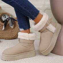 Bottes de neige décontracté à boucle pour femmes, pour un port intérieur et extérieur, automne/hiver