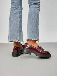 fandelle Scarpe casual retrò da donna con suola spessa e colore unito, adatte per l'uso quotidiano