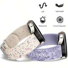 2 Sets Of Cute Floral Watch Straps With Soft Watch Straps Compatible With Samsung Band Galaxy Watch 4 Strap/Galaxy Watch 5 Strap, Galaxy Watch 3 Strap/Galaxy Watch Strap/Active 2 Strap, 20mm Soft Sports Strap Replacement For Women And Men (Strap Only) Without Watch