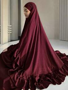 1 pieza Pañuelo de cabeza elegante con pliegues, adecuado para el uso diario y la oración de las mujeres (pañuelo de cabeza), abaya