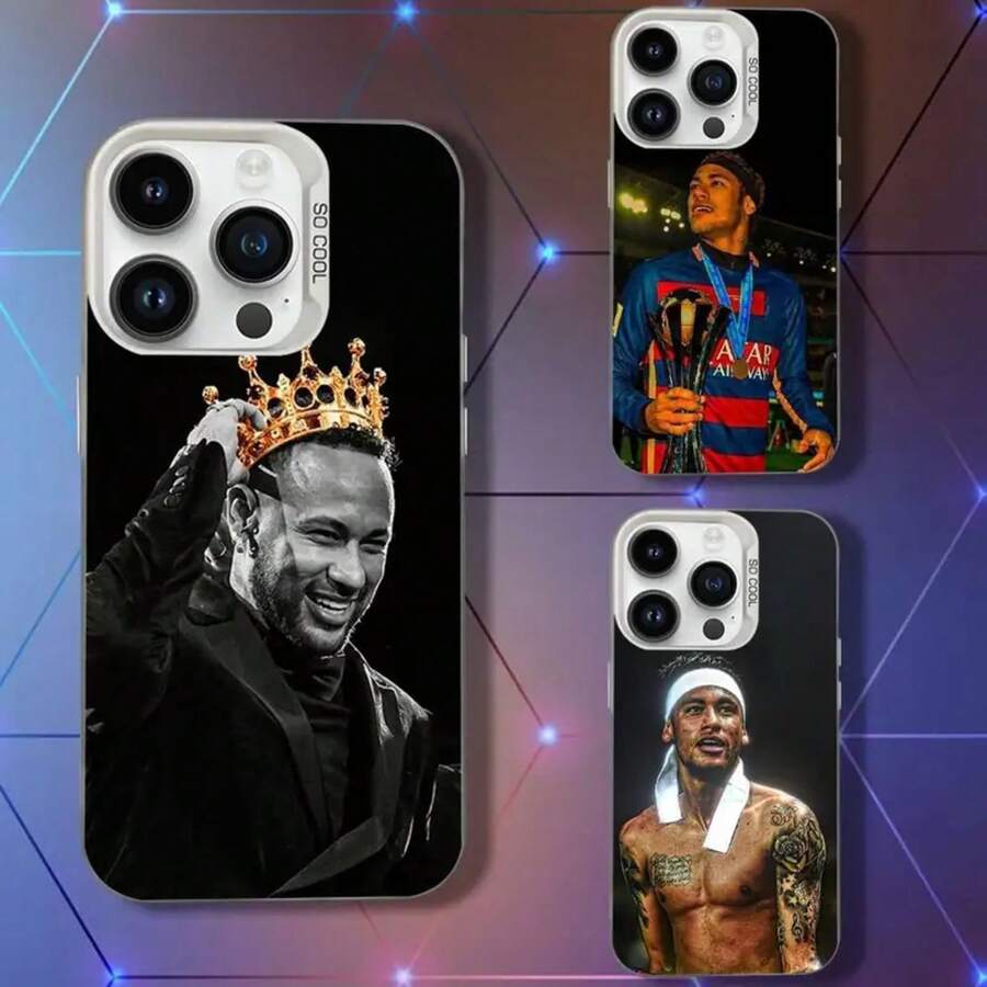 Custodia per telefono compatibile con Neymar, in bianco opaco, antiurto, compatibile con modelli 16, 15, 14, 13, 12, 11, Pro, XS, Max, Plus, Mini, SE e modelli Galaxy S17, S17 Pro, S17 Pro Max