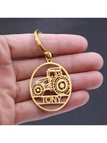 Customized Keychain Without Chain - Personalized Stainless Steel Keychain, The Best Gift For Your Loved One, Durable And Fashionable, Suitable For Backpacks, Cars, Loved By Men, Tractor Enthusiasts And Outdoor Lovers, Great For Room Decor