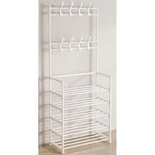 Zapatera Organizador de 4 Niveles, Perchero Multiusos de 2 Niveles Para Casa, Oficina, Salon, Dormitorio, Zaptera con Capacida de hasta 15 Pares, Ideal Para Zapatos, Ropa, Bolsas, Accesorios, Perchero con Diseño Minimalista, Materiales Resistentes - Blanco - Ver 2