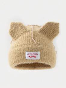 1顶男士个性化猫耳缝标Y2K针织帽，适合秋冬季保暖及日常穿着。 - D - 查看 16