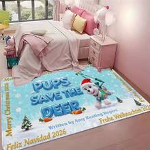 1/3/4 piezas de alfombras con temática de Paw Patrol para Navidad, agrega magia alegre a tu habitación; adecuado para sala de estar, dormitorio, etc.