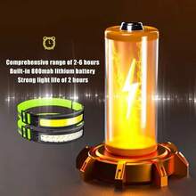 1pc LED Headlight Super Bright COB Floodlight Rechargeable Safety Helmet Light With Red Light Waterproof Suitable For Outdoor Camping, Hiking, Running, Night Work And Fishing Emergency Situations