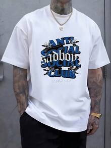 Bold Graphic Featuring Rebelli Print Men's T Shirt 100% Cotton - 白色 - 查看 1