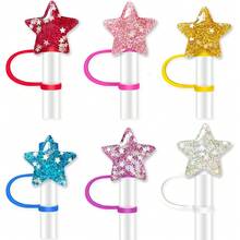 6Pcs Resin Shiny Bling Straw Topper Cover For, 10mm Straw Covers Cap For Cup 30&40oz With Tumblers (Butterfly) - Star - 查看 1