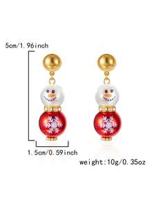 1 Pair Elegant Versatile Snowman & Snowflake Earrings, Suitable For Men And Women, Holiday Party, Daily Wear, Exquisite Christmas, Thanksgiving, Holiday, Birthday Gift