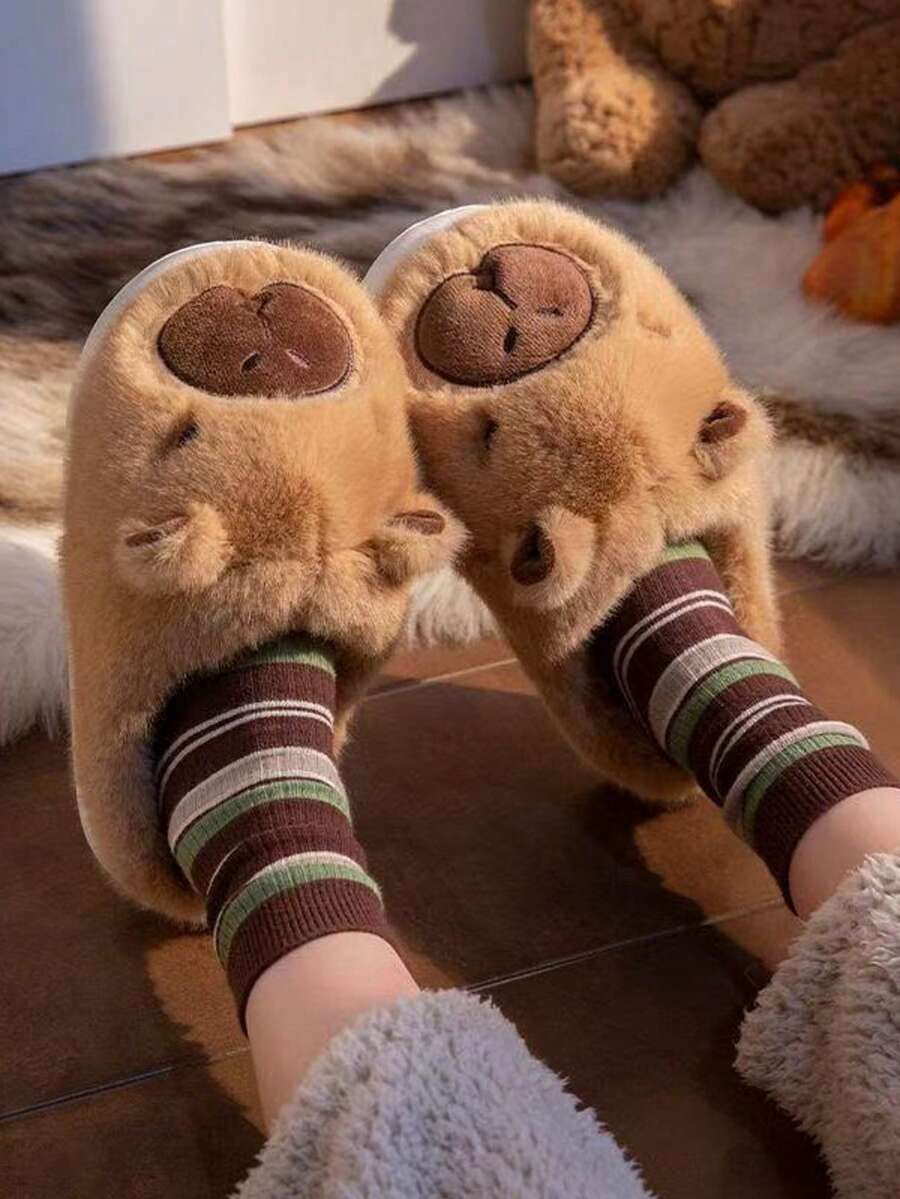 Dép nữ kiểu hoạt hình, thiết kế giản dị, có thể giặt, lót vải thoải mái và đế lót êm ái, dép nữ, giày ấm áp mềm mại, dép kín mũi, dép hoạt hình, giày mùa đông chống lạnh có gót, siêu mềm, dễ thương, ấm áp, thích hợp cho cả trong nhà và ngoài trời., Đồ dễ thương, Quà tặng Ngày của Mẹ, Trang trí phòng ngủ, Vườn, Trang trí nhà bếp, Mùa hè, Bãi biển, Đồ dùng du lịch, Trang trí phòng, Mềm mại, Tốt nghiệp - màu nâu - Xem 1