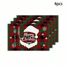 Set de 1/4/6 piese de șervețele imprimate cu tematică de Crăciun, imprimeu modern din fibră de poliester pentru bucătărie/masă, potrivit pentru decorarea de Crăciun în restaurante și bucătării.