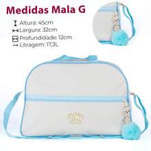 Kit 2 Maternity Bags For Boys/Girls, Luxury Baby Suitcase In Various Colors With Pompom - 淺藍色 - 查看 3