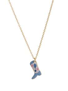 1件时尚复古棕榈眼太阳眼粉色靴子滴油项链，18k电镀金，展现女性独特魅力，适合女士日常休闲、社交宴会着装、音乐节，可作为护身符佩戴，女士配饰项链，女士珠宝项链。可作为礼物送给母亲、妻子和女朋友。