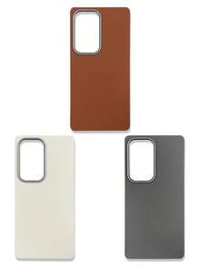 Funda de teléfono de lujo con textura de lichi de tacto suave, combinación de 3 colores para todas las estaciones, gris, marrón y beige, compatible con iPhone/Galaxy - Multicolor - Ver 34