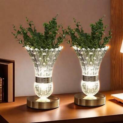 Lampada a vaso in cristallo LED, alimentata tramite USB, regolabile su 3 colori, decorazione in stile americano, regalo per la casa e la camera da letto, luce notturna per un'atmosfera calda