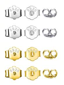 925 银防过敏迷你耳环后盖替换件（0.4 厘米/0.16 英寸），18K 镀白金安全推入式耳钉后盖，带盒子（超迷你，仅适用于微型耳钉）