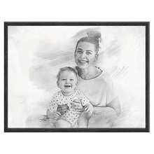 1pc Hand-Drawn Pencil Portrait Effect Canvas Art, Photo To Canvas, Unique Family Partner Pet Memory,Unframed, High-Quality HD Giclee Print, Waterproof Canvas, Universal Holiday Gift