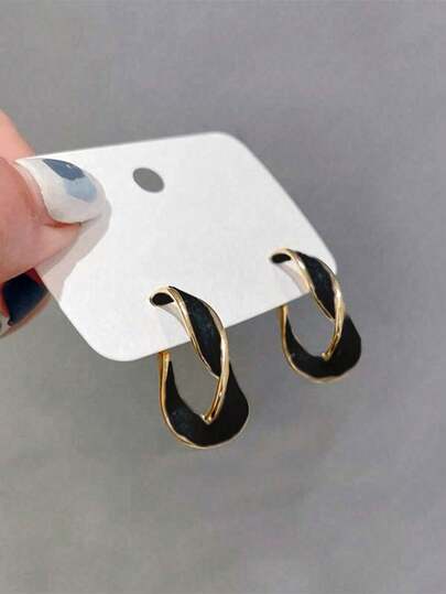 1 Paar modische neue farbenfrohe Dopamin-Ohrringe mit komplexer verdrehter Manschette, Schmuckzubehör für Frauen